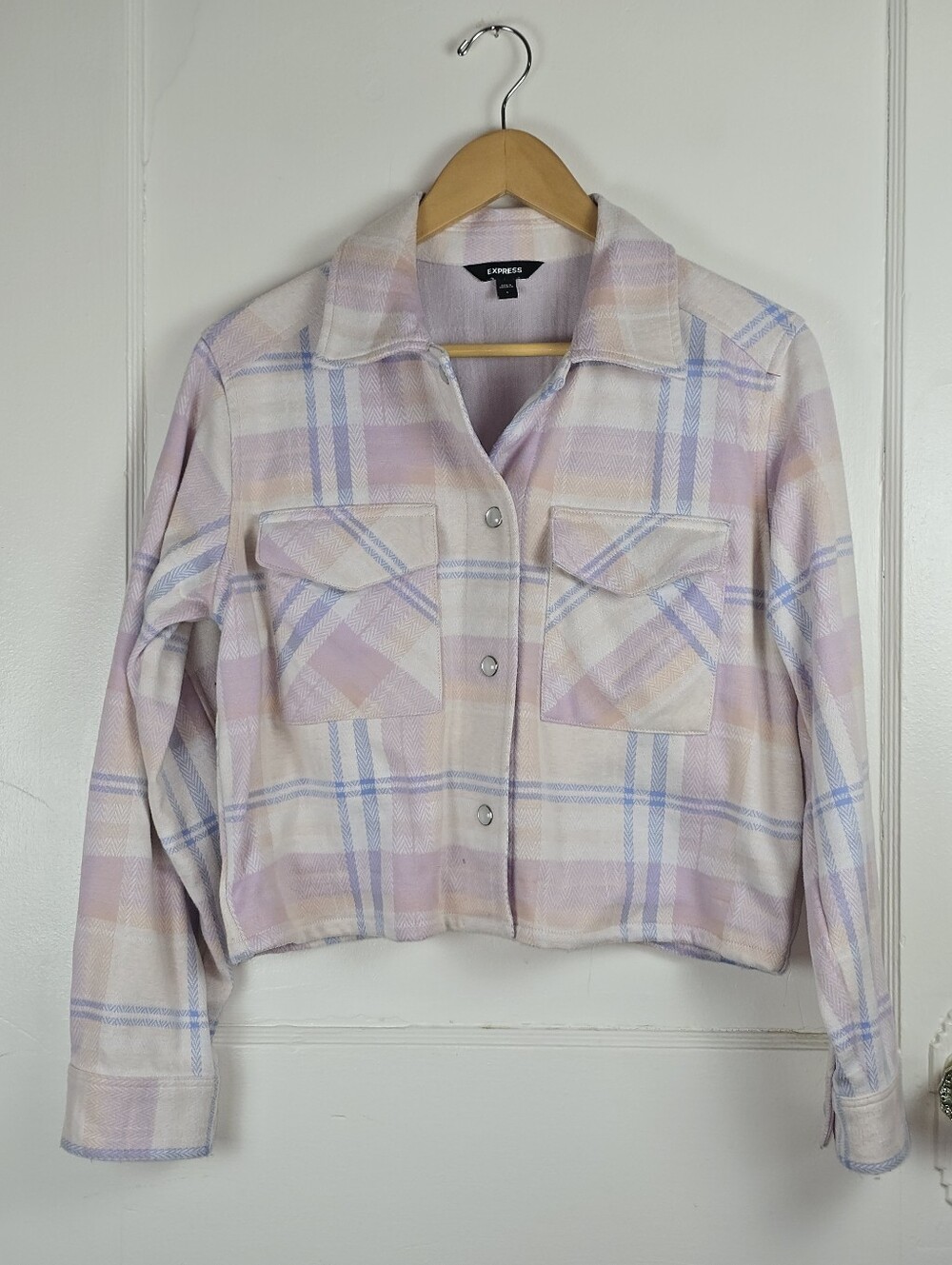 Express Pastel Plaid Cropped Jacket S